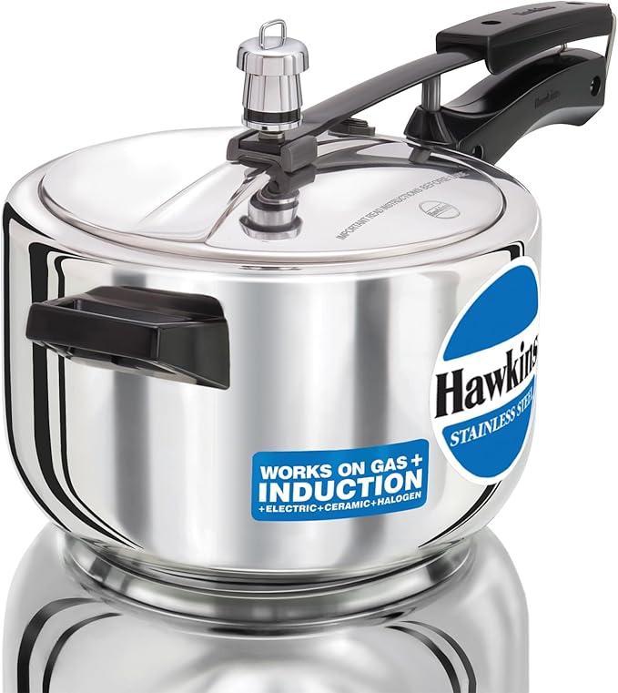 Hawkins 3 Litre Inner Lid Pressure Cooker, Stainless Steel Cooker, Wide Design Pan Cooker, Induction Cooker, Silver