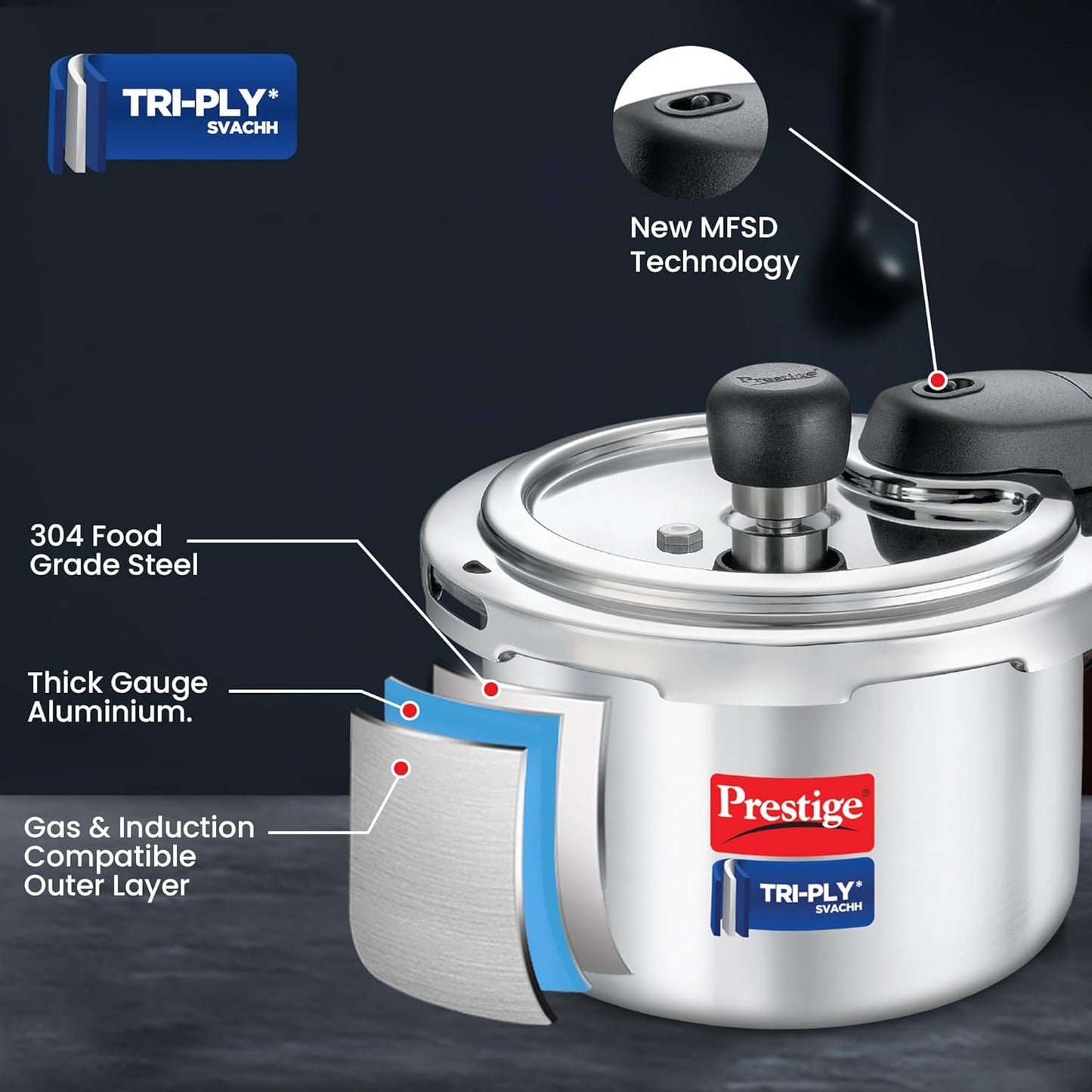 Prestige Tri-ply Svachh Pressure Cooker