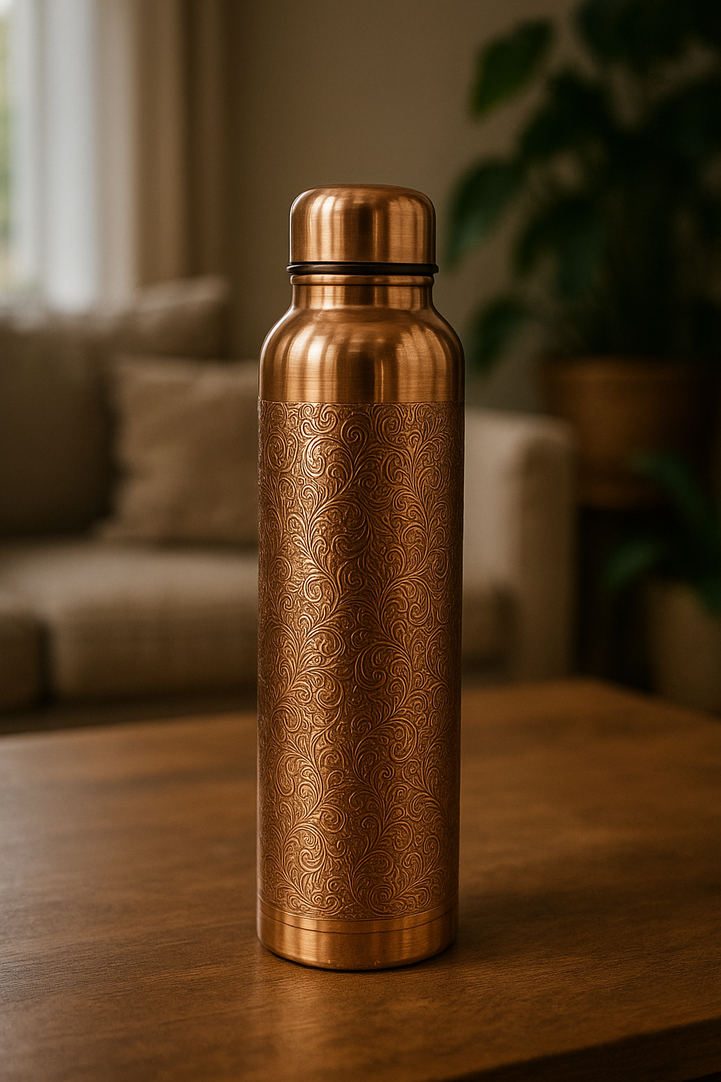 Engraved Copper Bottle – 100% Pure, Handcrafted Elegance (1 Litre)