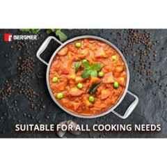 Bergner Argent 5CX Silver Stainless Steel Kadhai with Stainless Steel Lid Copper Core