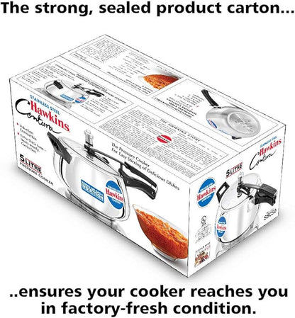 Hawkins 5 Litre Contura Pressure Cooker, Stainless Steel Inner Lid Cooker, Handi Cooker, Induction Cooker, Silver