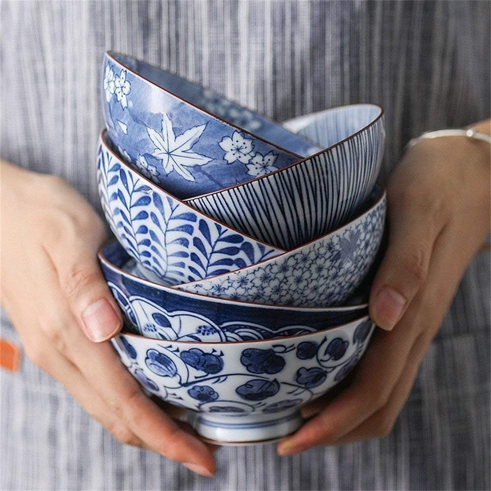 Glass Ramen Bowl with Blue Interior – Elegant Japanese Noodle Serving Bowl