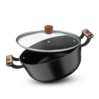 Bergner Odin Lightweight Iron Casserole with Glass Lid, Enamel Finish - Induction Bottom