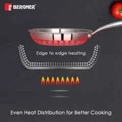 Bergner Argent 5CX 5-Ply Stainless Steel Fry Pan with Riveted Cast Handle & Induction Base Copper Core Base