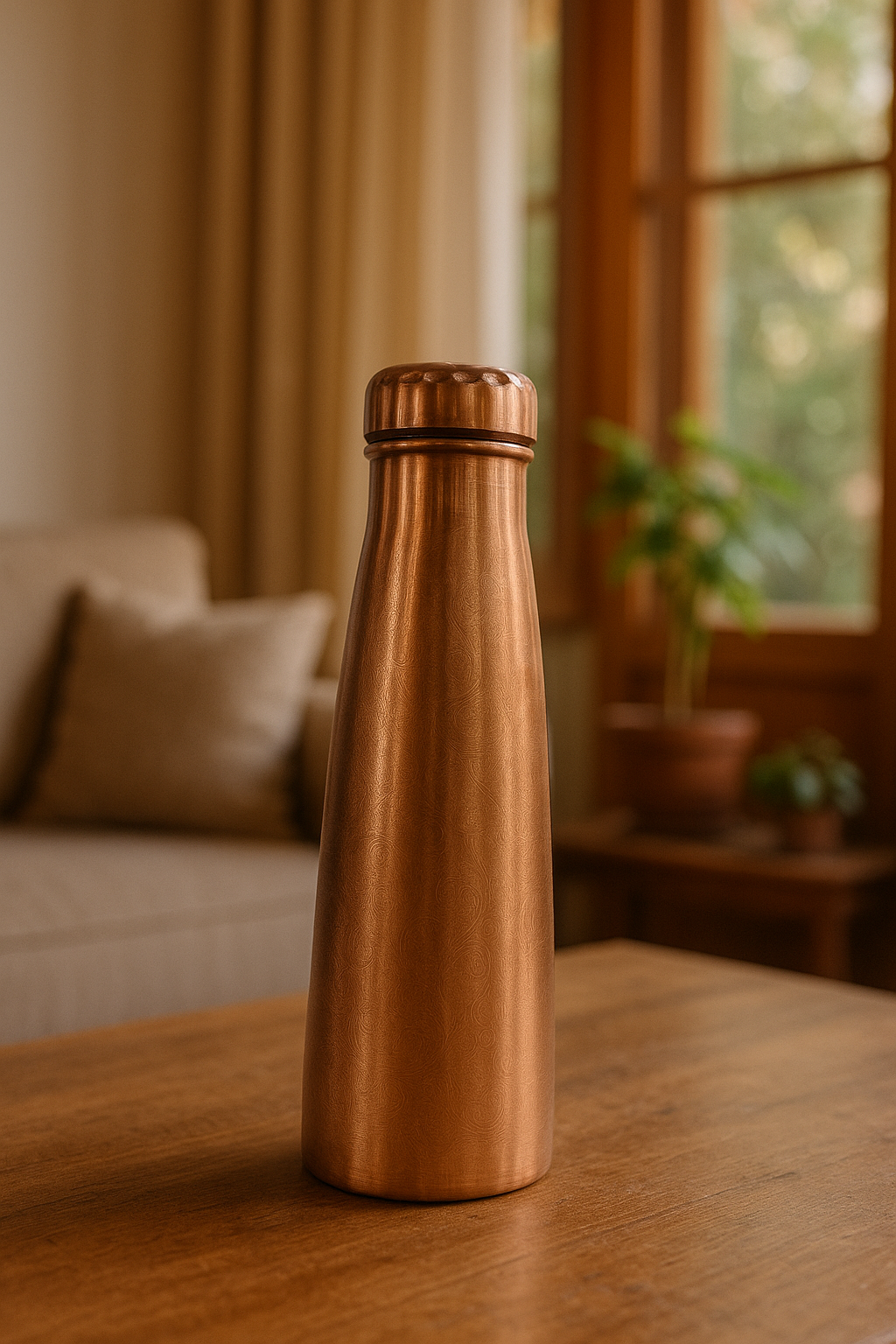 Cu Pure Copper Water Bottle – Elegant Design for Healthy Living